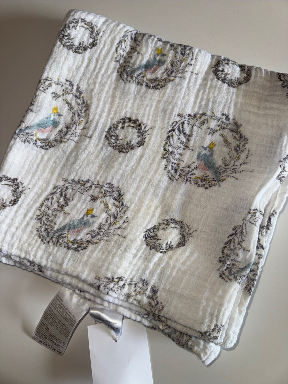 HTF Aden + Anais Birdsong cotton muslin swaddle blue bird in nest gender neutral